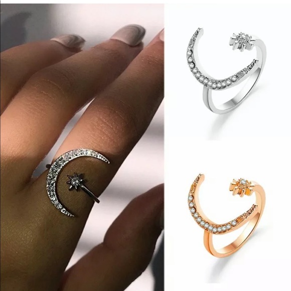 New Ring Moon Star Opening Finger Adjustable Ring - Picture 3 of 3